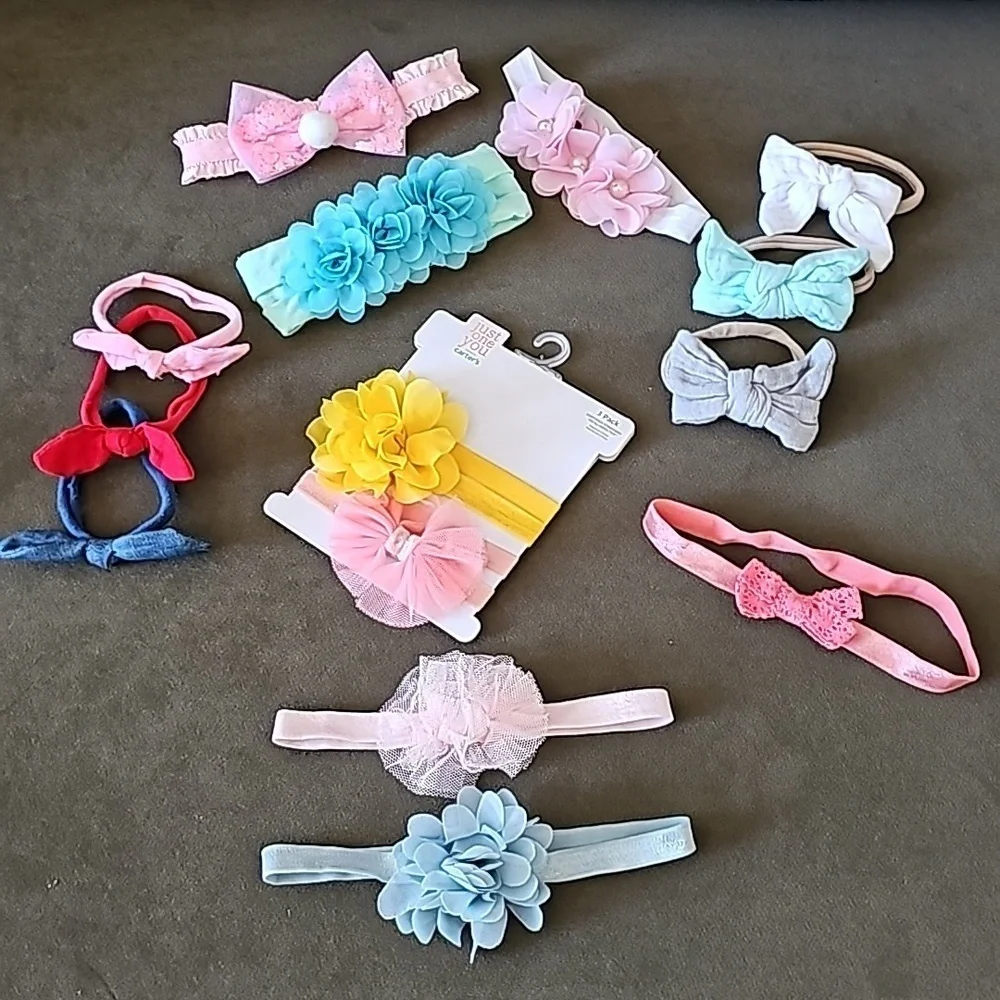 ❤️CARTERS Infant Toddler Little Girl Headbands Lot of 14